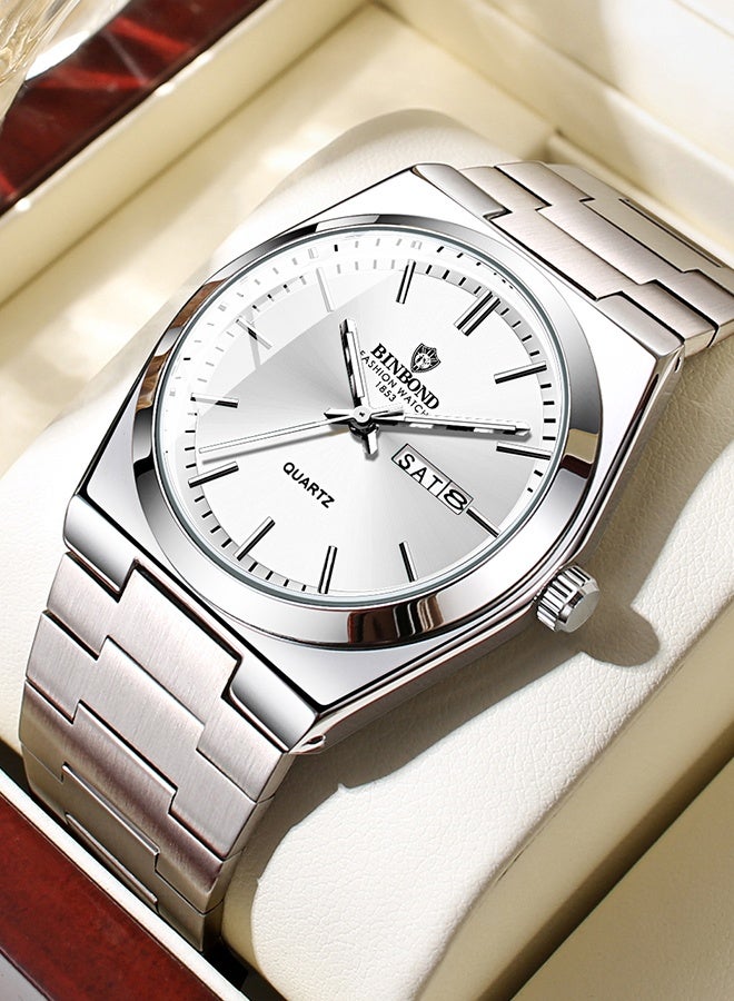 BINBOND Watch for Men Top Brand Luxury Men Quartz Watches Original Watch for Man Waterproof Date Week Stainless Steel Wristwatch Male - Image 3